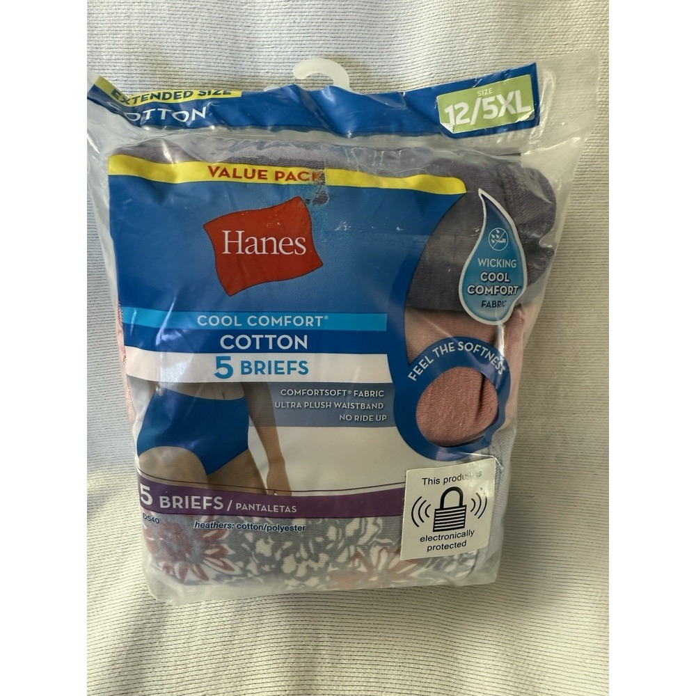 NEW Hanes Cool Comfort Briefs Women Hanes Panty Women's 12 Size 5XLARGE 5 Pair